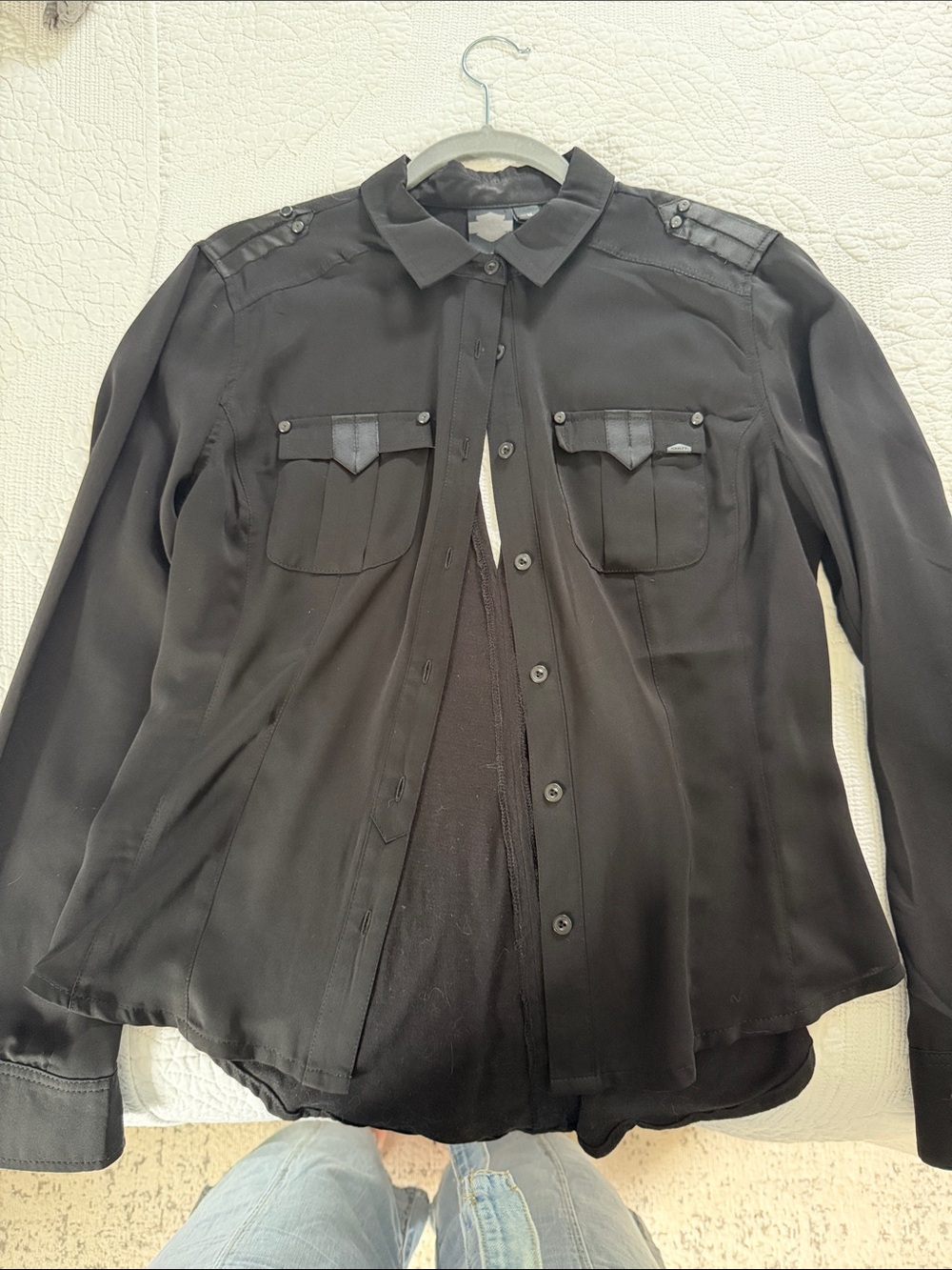 Harley-Davidson Black Lightweight Button-Front Shirt Jacket